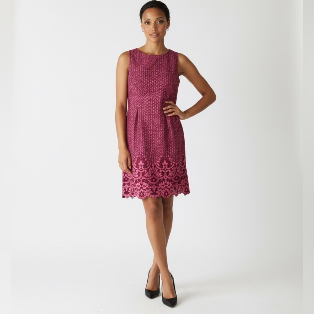 Isaac Mizrahi Live! Sleeveless Dress Pink Lace Trim Party Cocktail MP